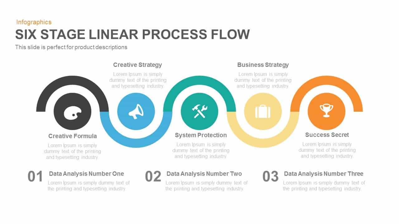 5 Stage Linear Process Flow Template for PowerPoint and Keynote Presentation