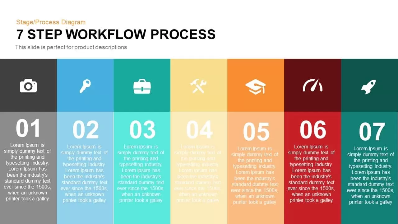 7 Step Workflow Process Powerpoint and Keynote