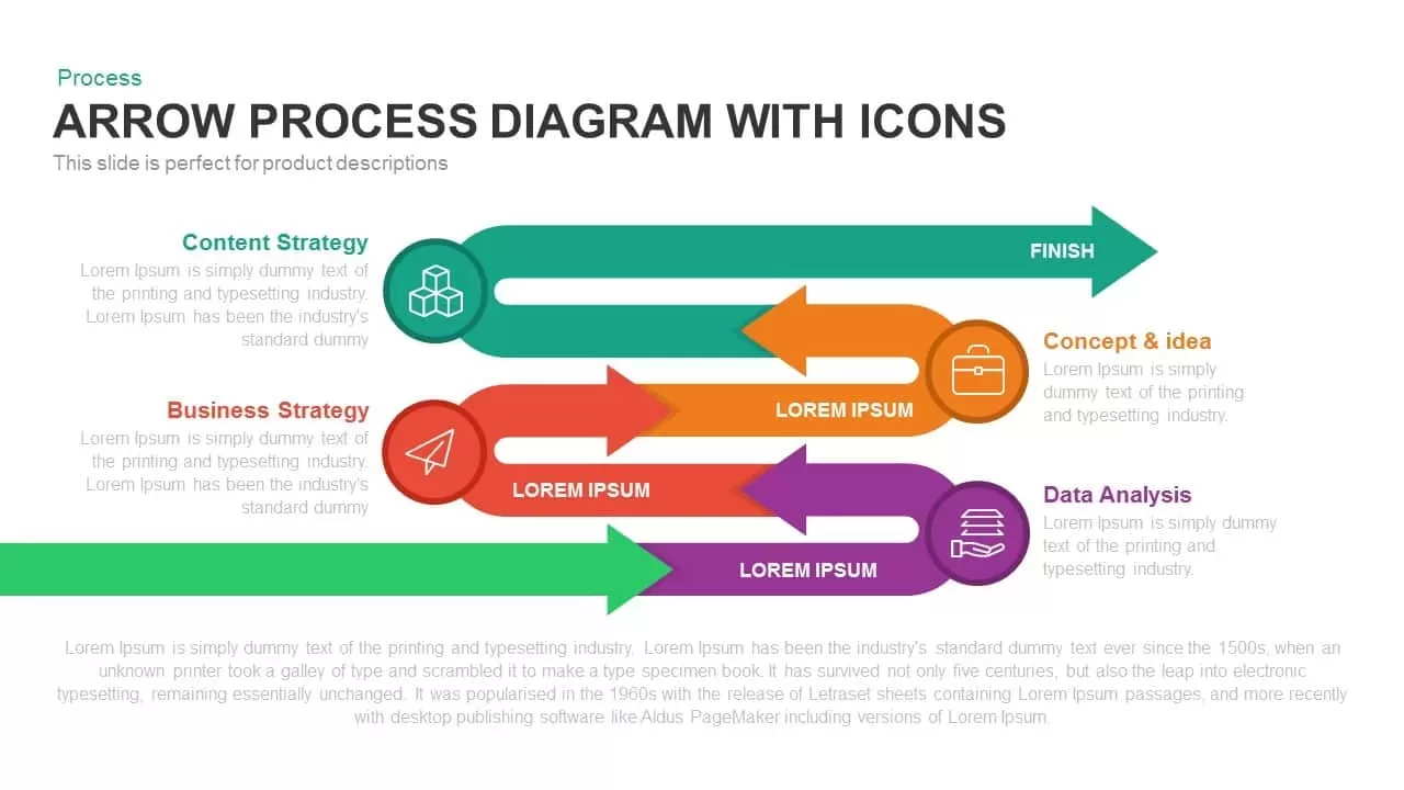 Arrow Process Diagram With Icons Powerpoint Template Slidebazaar 5324
