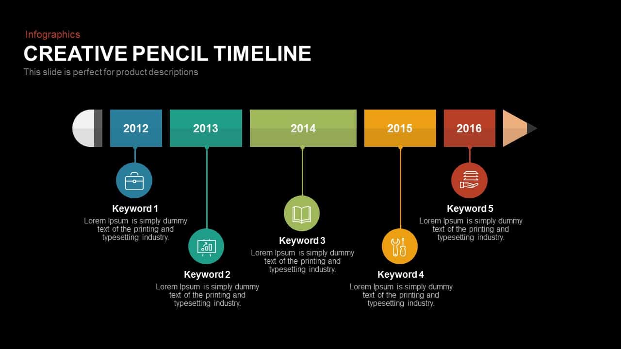 Creative Pencil Timeline PowerPoint Template and Keynote Slide