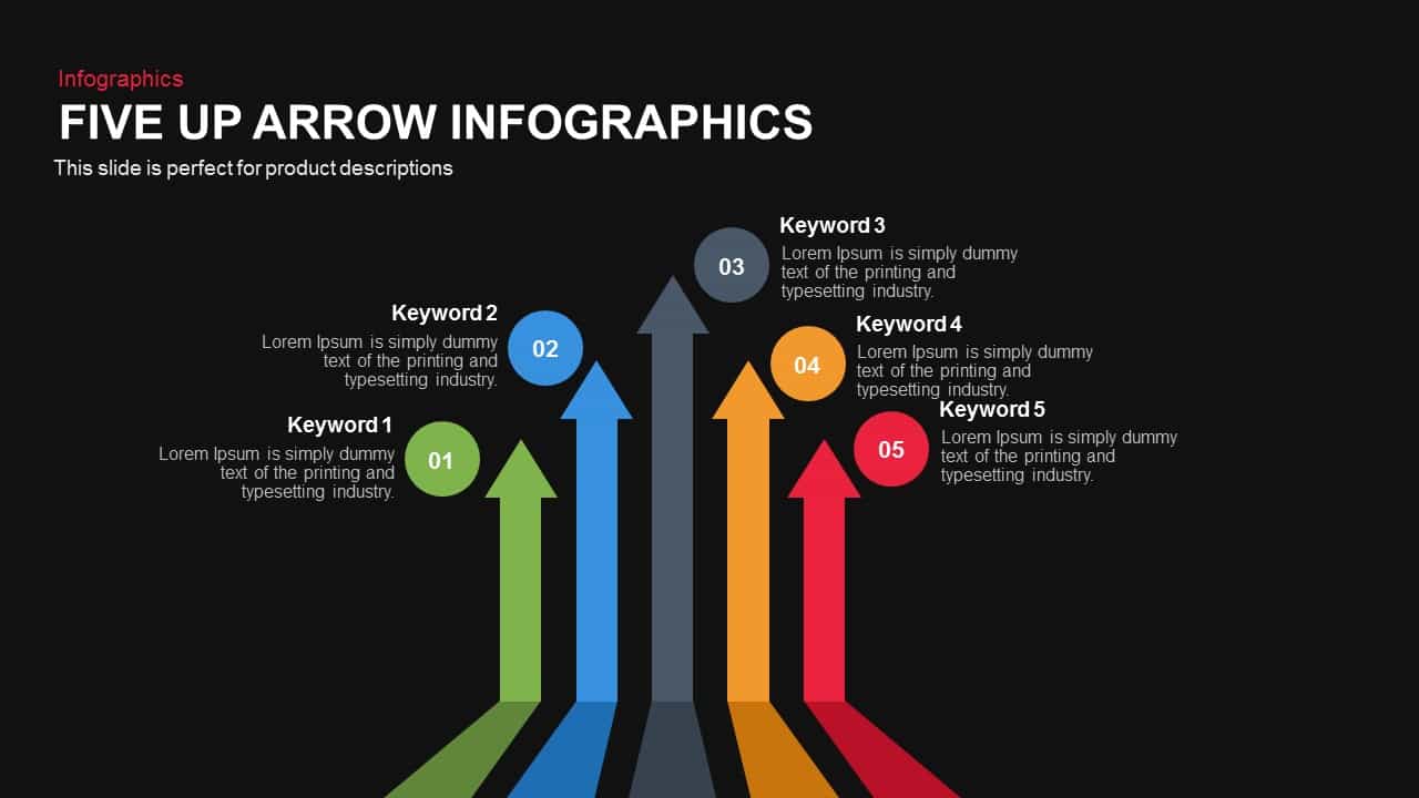 5 Up Infographic Arrow Powerpoint Template And Keynote Slide
