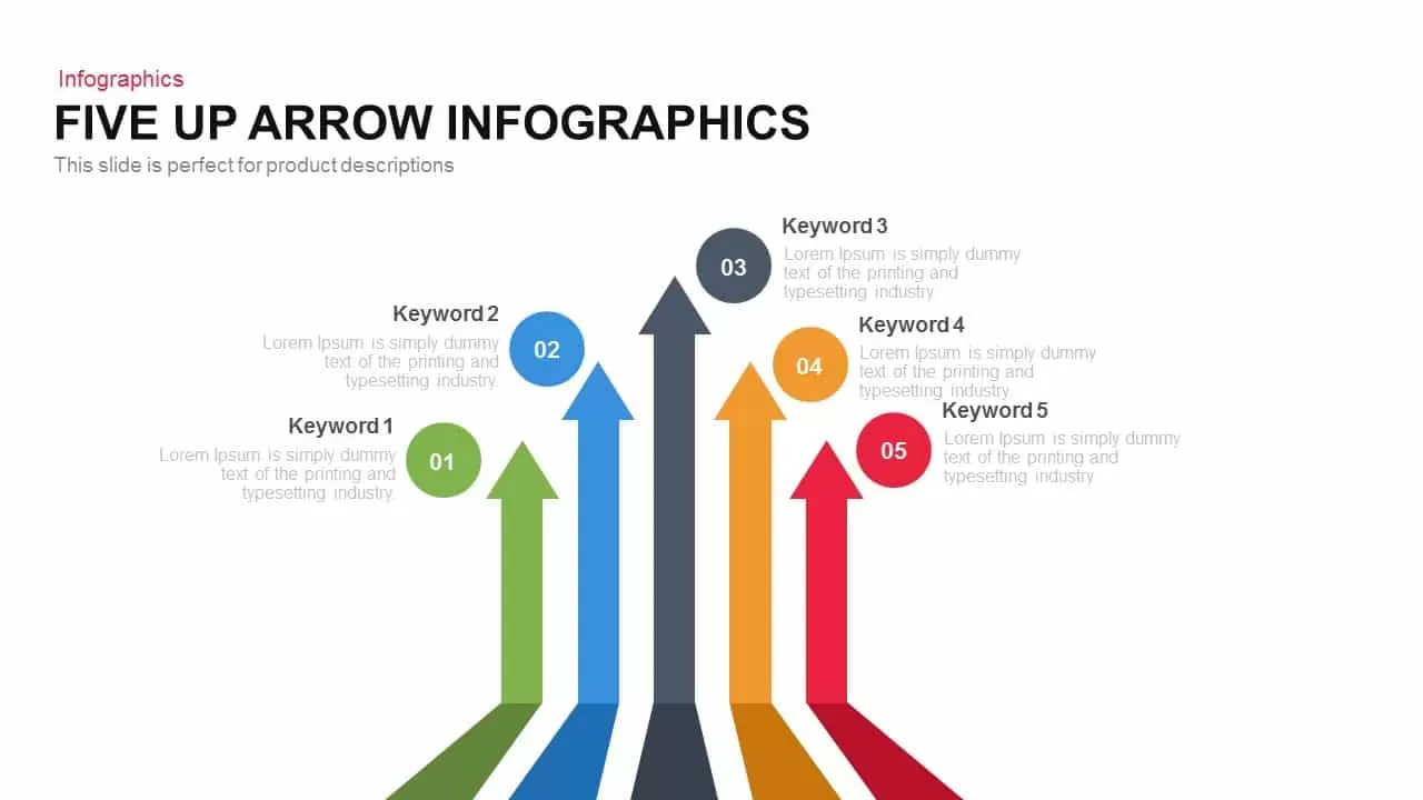 5 Up Infographic Arrow PowerPoint Template and Keynote