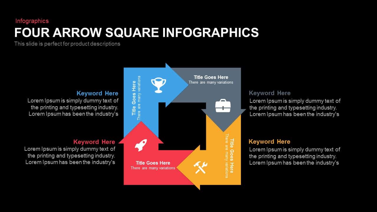 4 Arrows Square PowerPoint Template - SlideModel