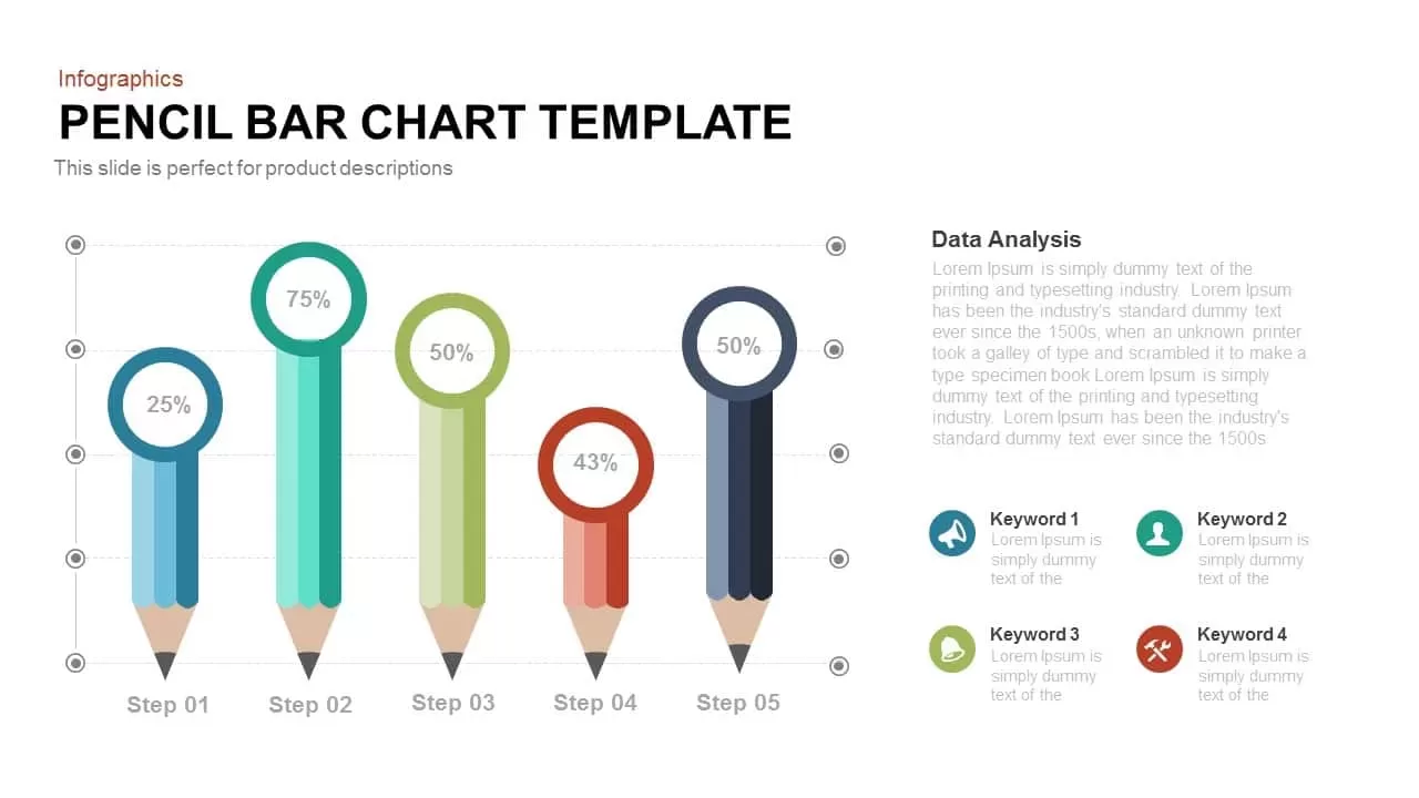 Pencil Bar Chart Template for Powerpoint and Keynote