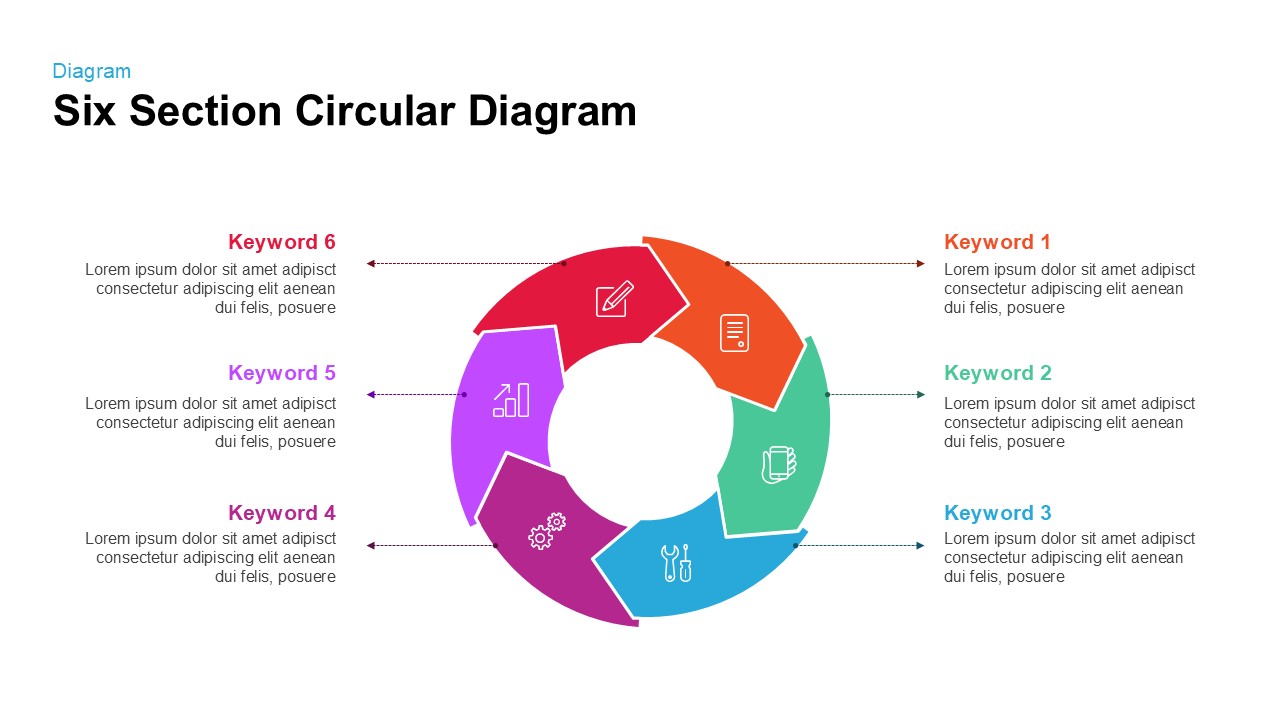 Section Circular Diagram PowerPoint Template and Keynote 6 section