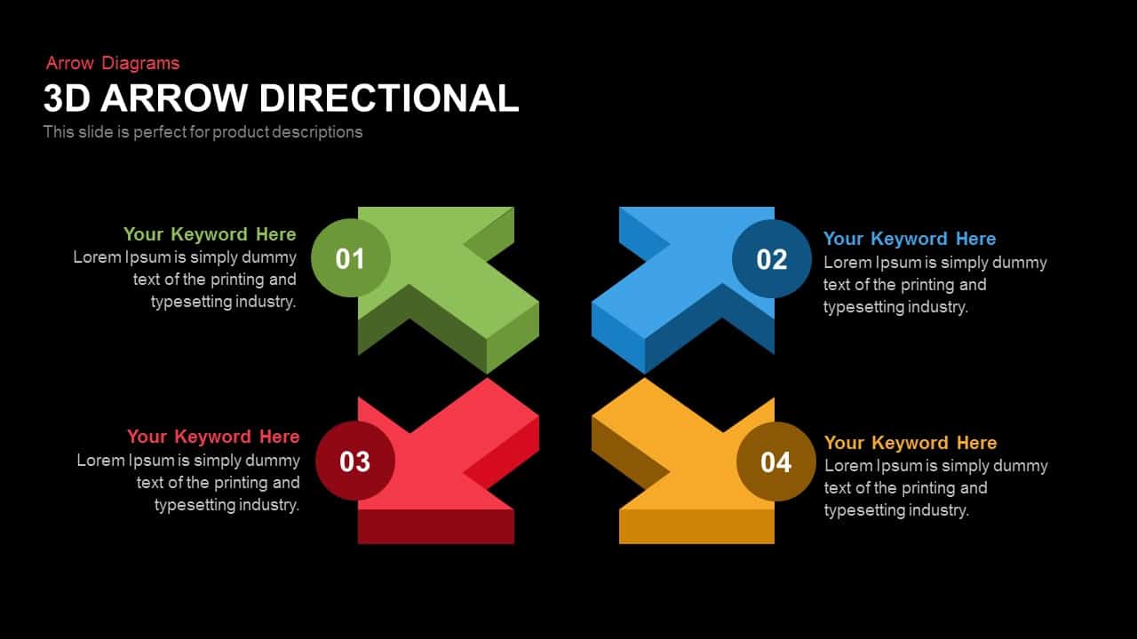 3D Directional Arrow PowerPoint Template and Keynote Slide