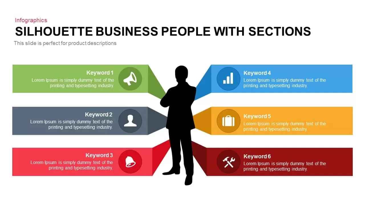 Business People Silhouette with Sections Template for PowerPoint and Keynote Presentation