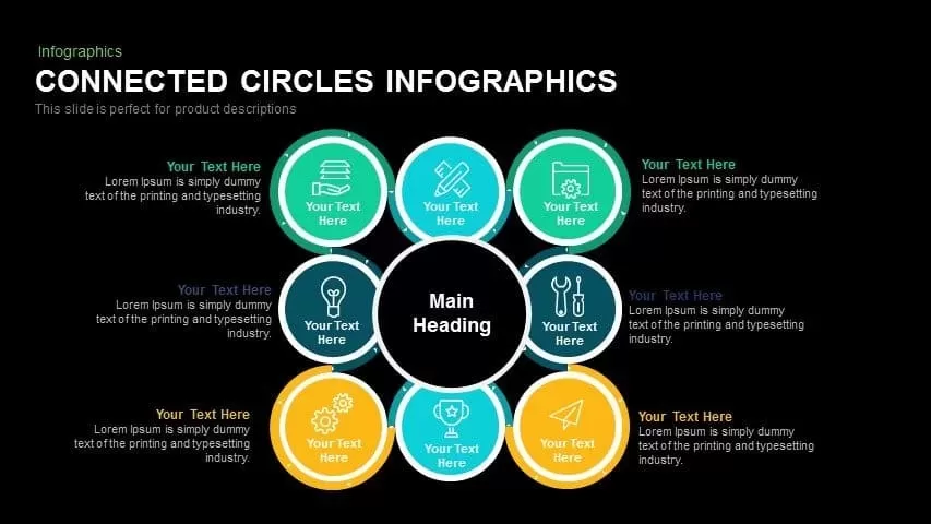 Connected Circles Infographics Powerpoint and Keynote template