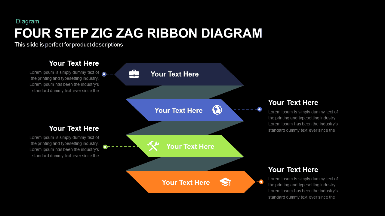 Four Step Zig Zag Ribbon Diagram
