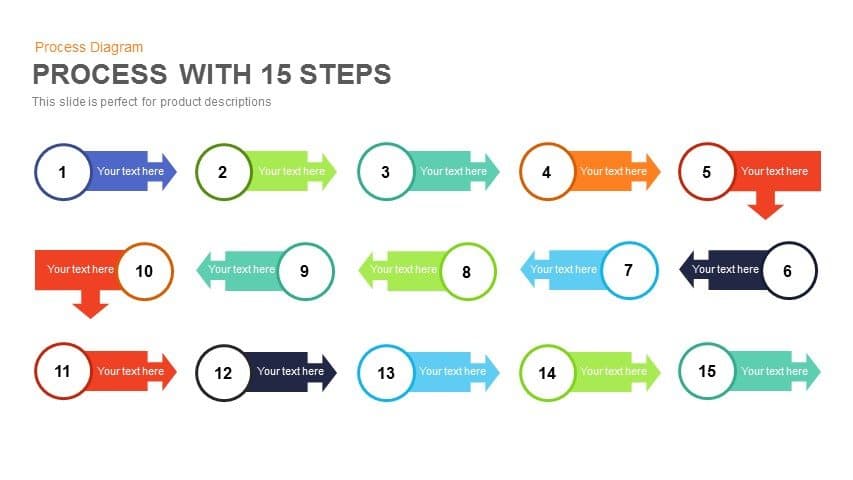 15 steps process flow PowerPoint template and keynote