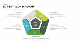 3d Pentagon Diagram Template for PowerPoint and Keynote