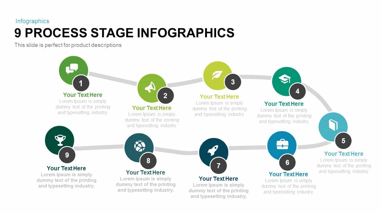 9 Process Stage Infographics PowerPoint Template