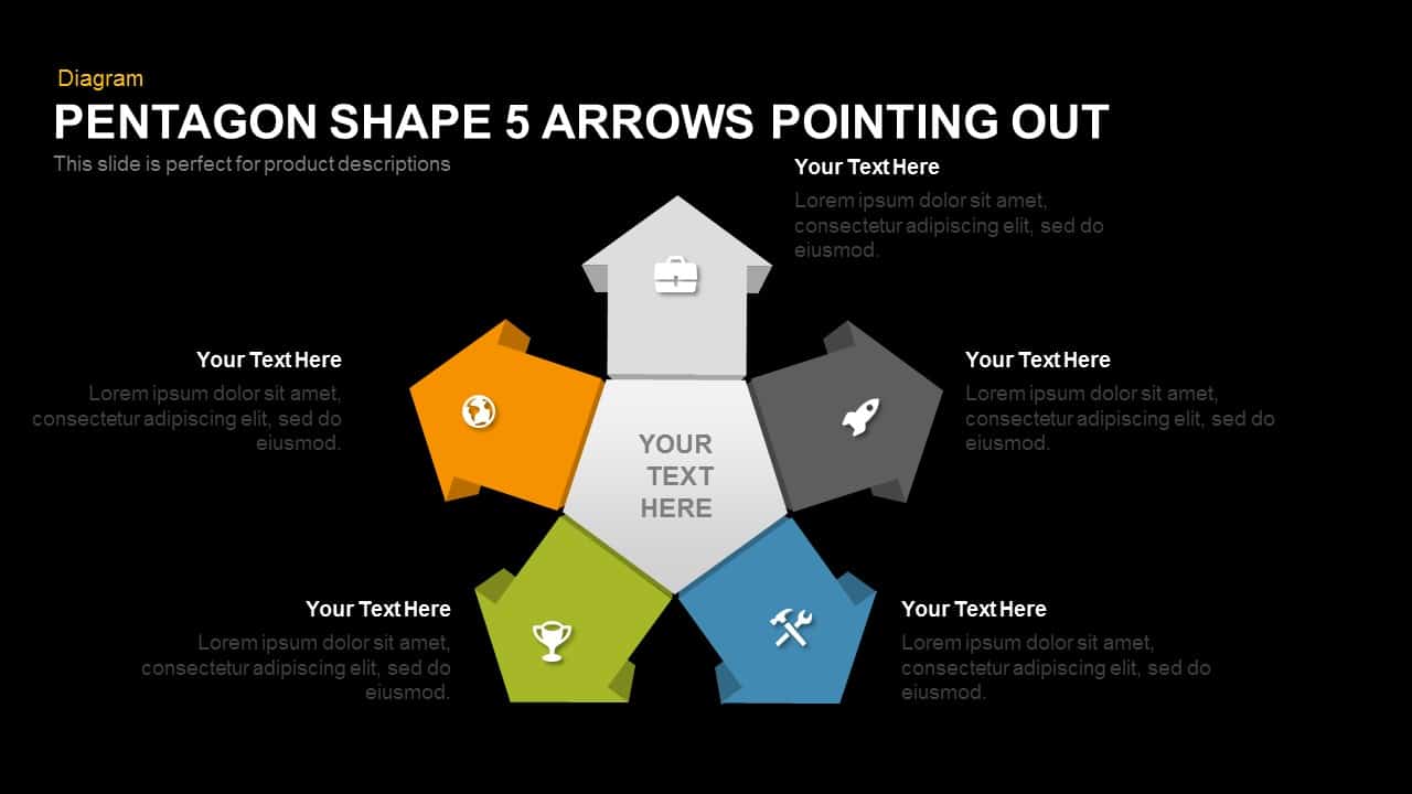 Pentagon Shape 5 Arrows Pointing Out