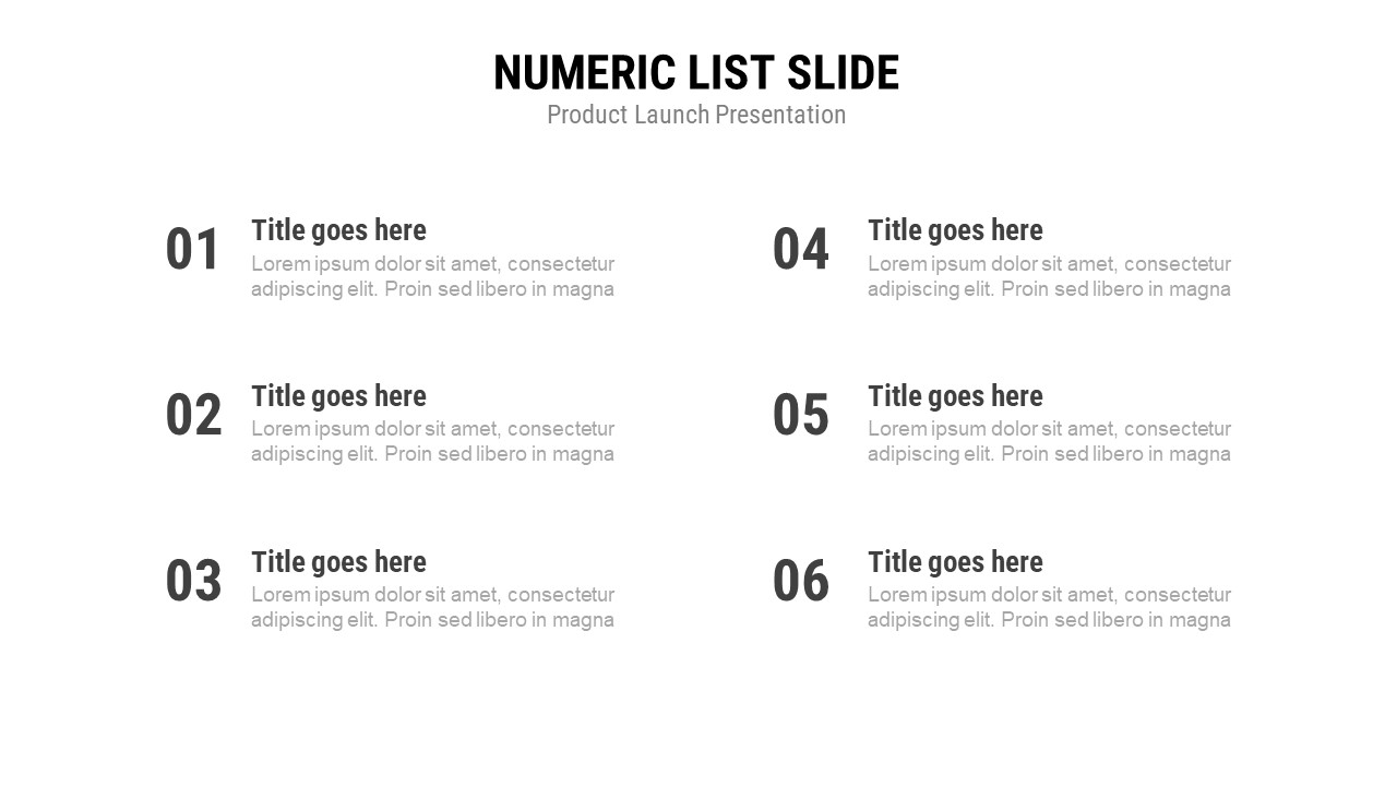 Product Launch PowerPoint Presentation Template and Keynote Numeric List