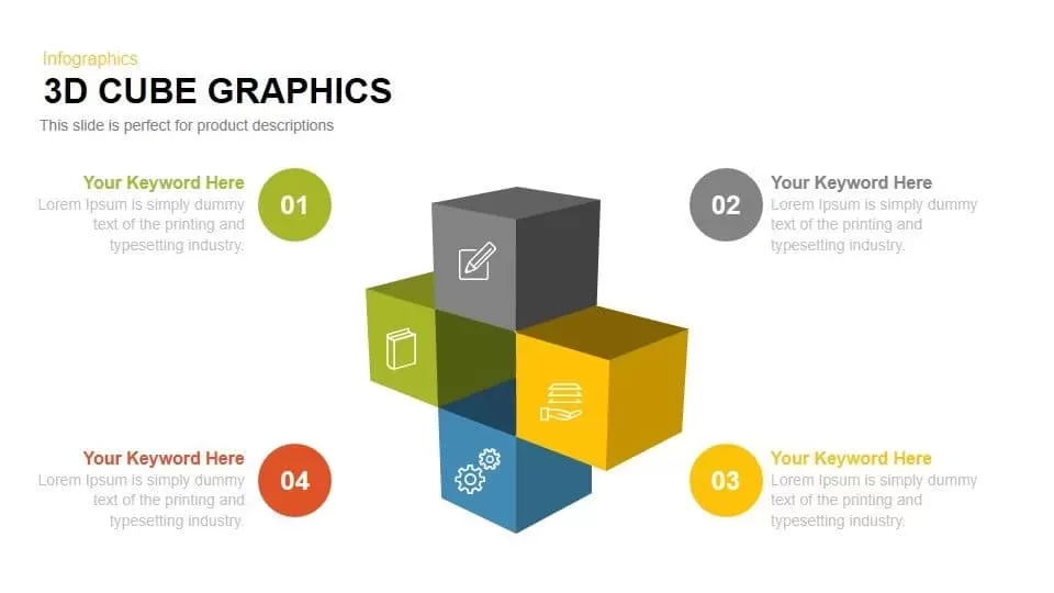 3d cube graphic PowerPoint template and Keynote
