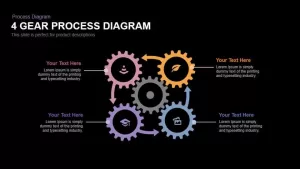 4 Gear Process Diagram Powerpoint and Keynote template