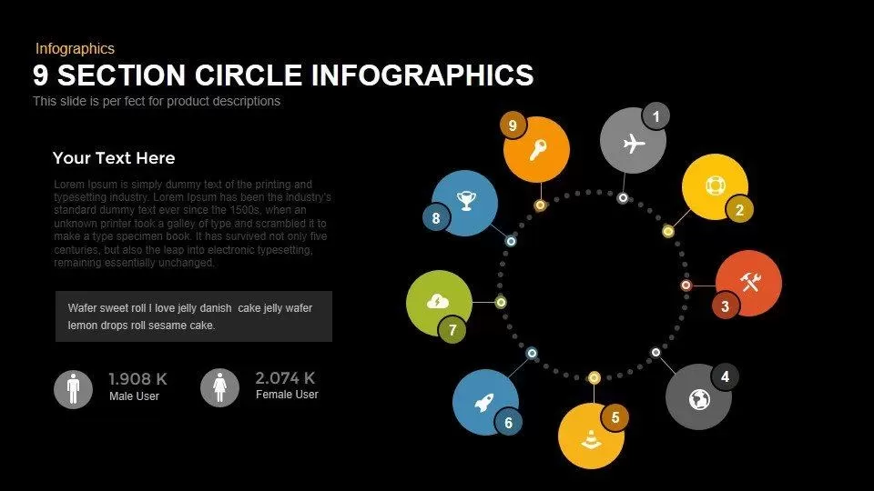 9 section circle PowerPoint template and keynote