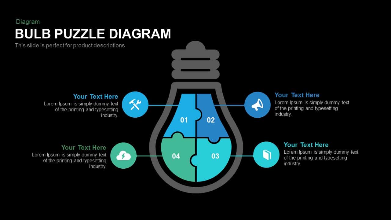 Bulb Puzzle Diagram PowerPoint Template and Keynote