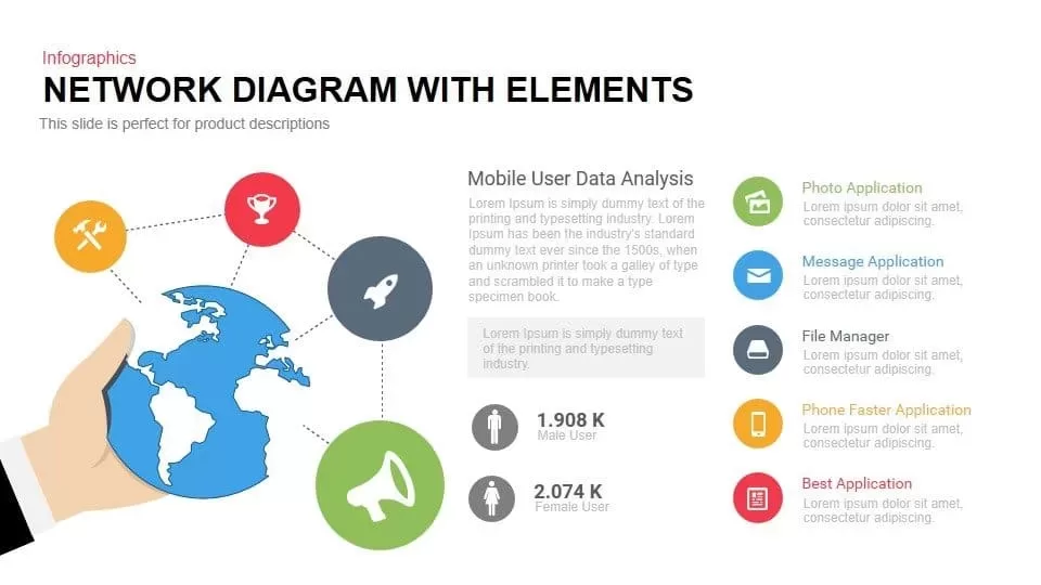 Network Diagram Template for PowerPoint and Keynote with Elements