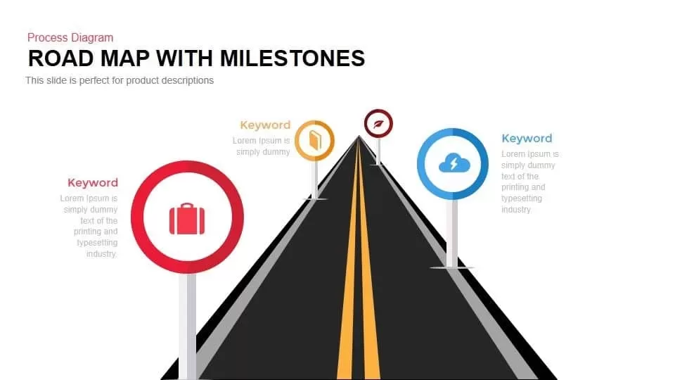 Roadmap with milestones PowerPoint template and keynote