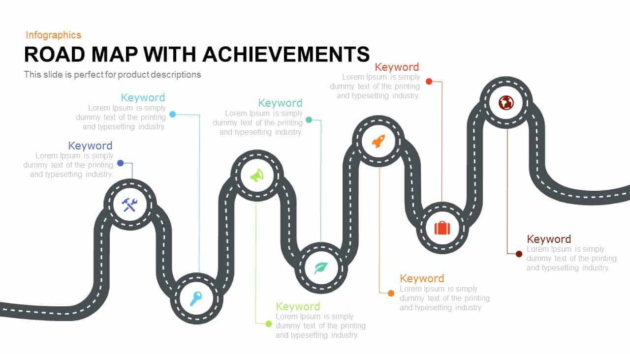 Road Map PowerPoint Template with Achievements