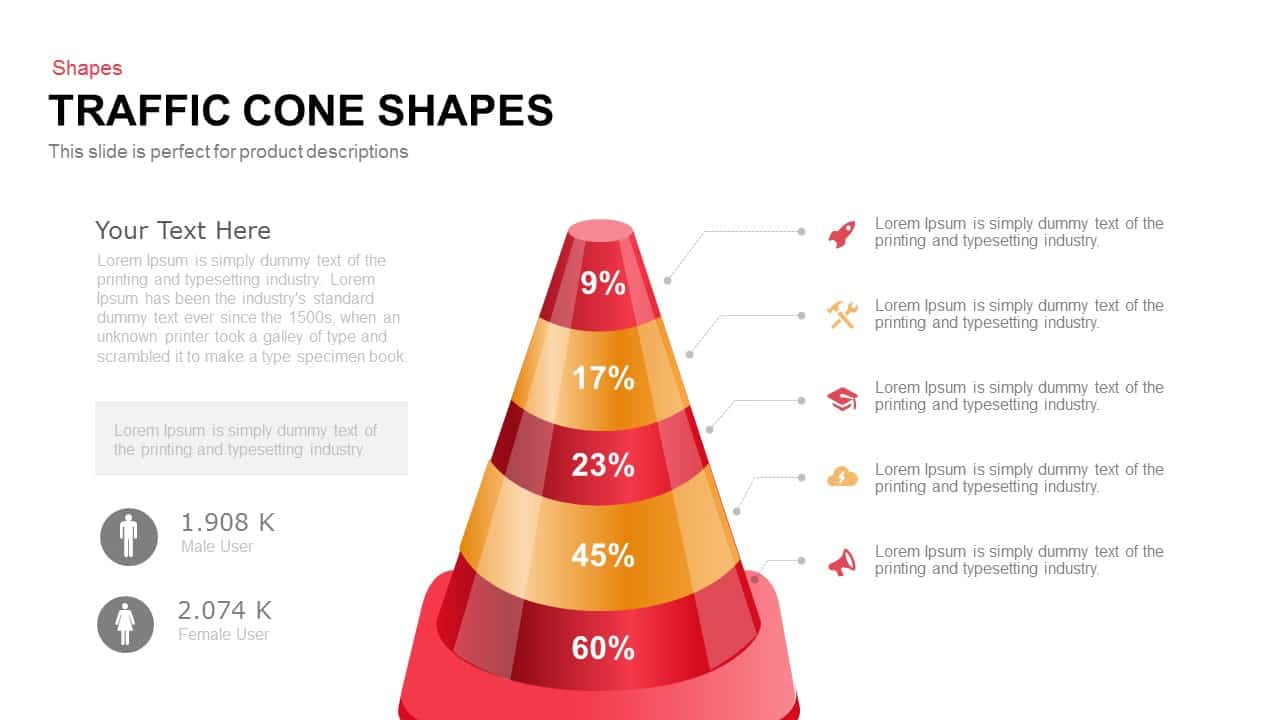 Traffic Cone Shapes PowerPoint Template