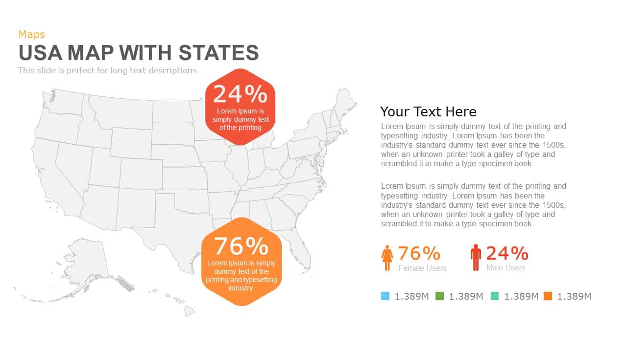 USA Map With States Powerpoint and Keynote template