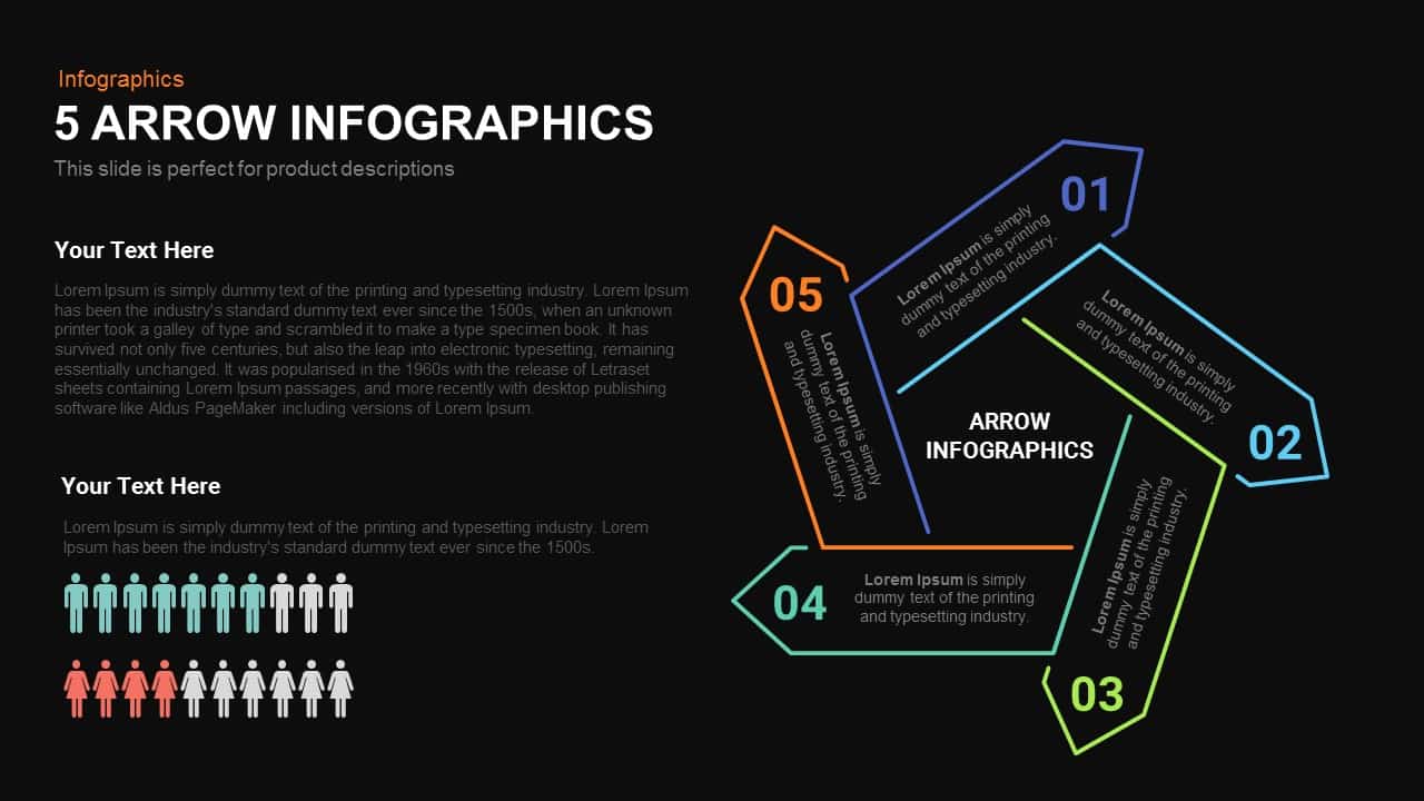 5 Infographics Arrow PowerPoint Template and Keynote Slide
