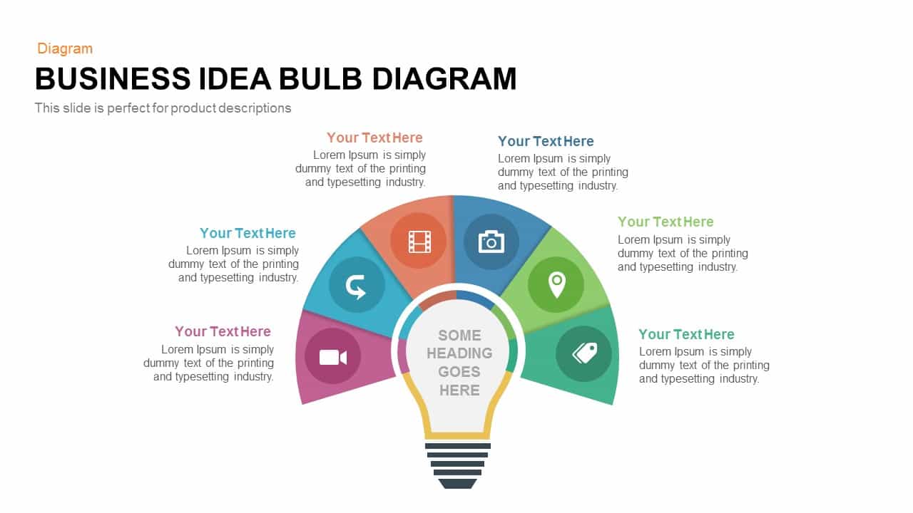 Business Idea Diagram Light Bulb PowerPoint Template and Keynote