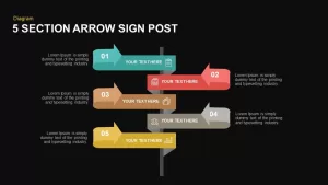 5 Section Arrow Sign Post Template for PowerPoint and Keynote