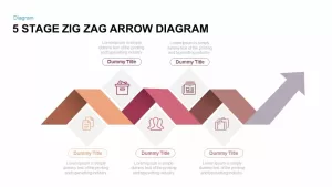 5 Stage Zig Zag Arrow Diagram Powerpoint and Keynote template