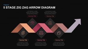 5 Stage ZigZag Arrow Diagram PowerPoint Template and Keynote Slide