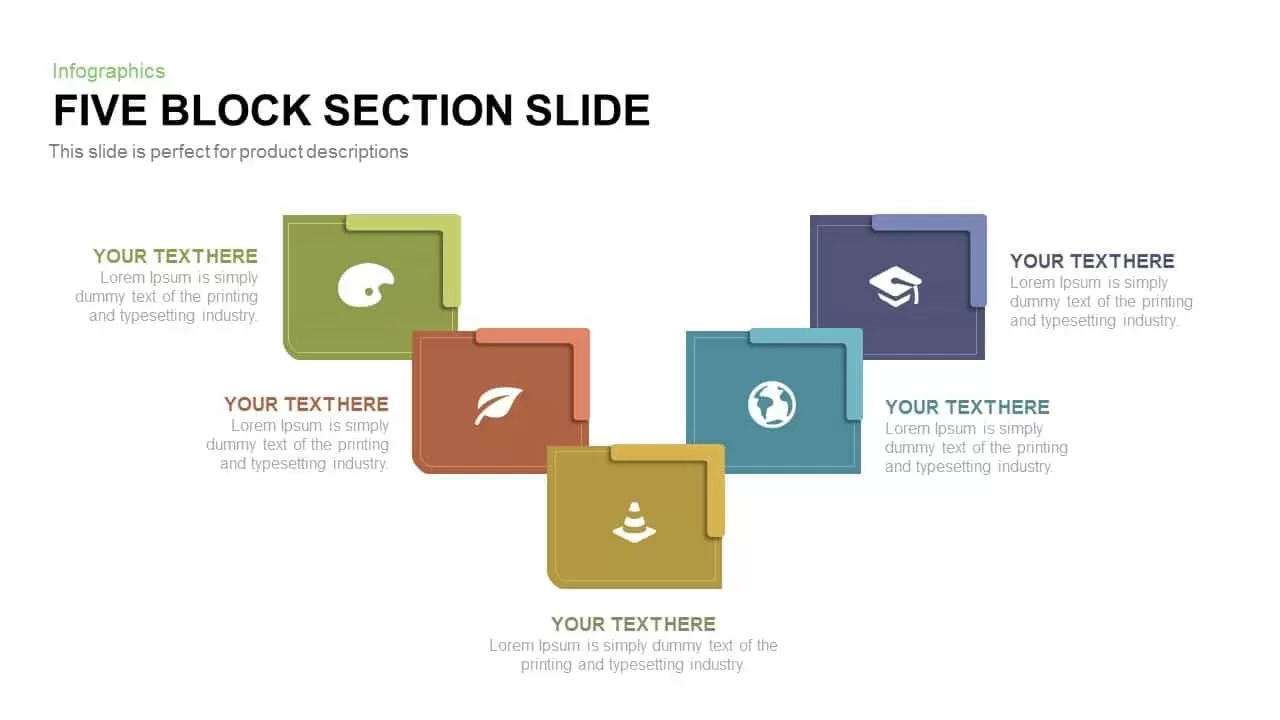 5 section block PowerPoint template and keynote diagram
