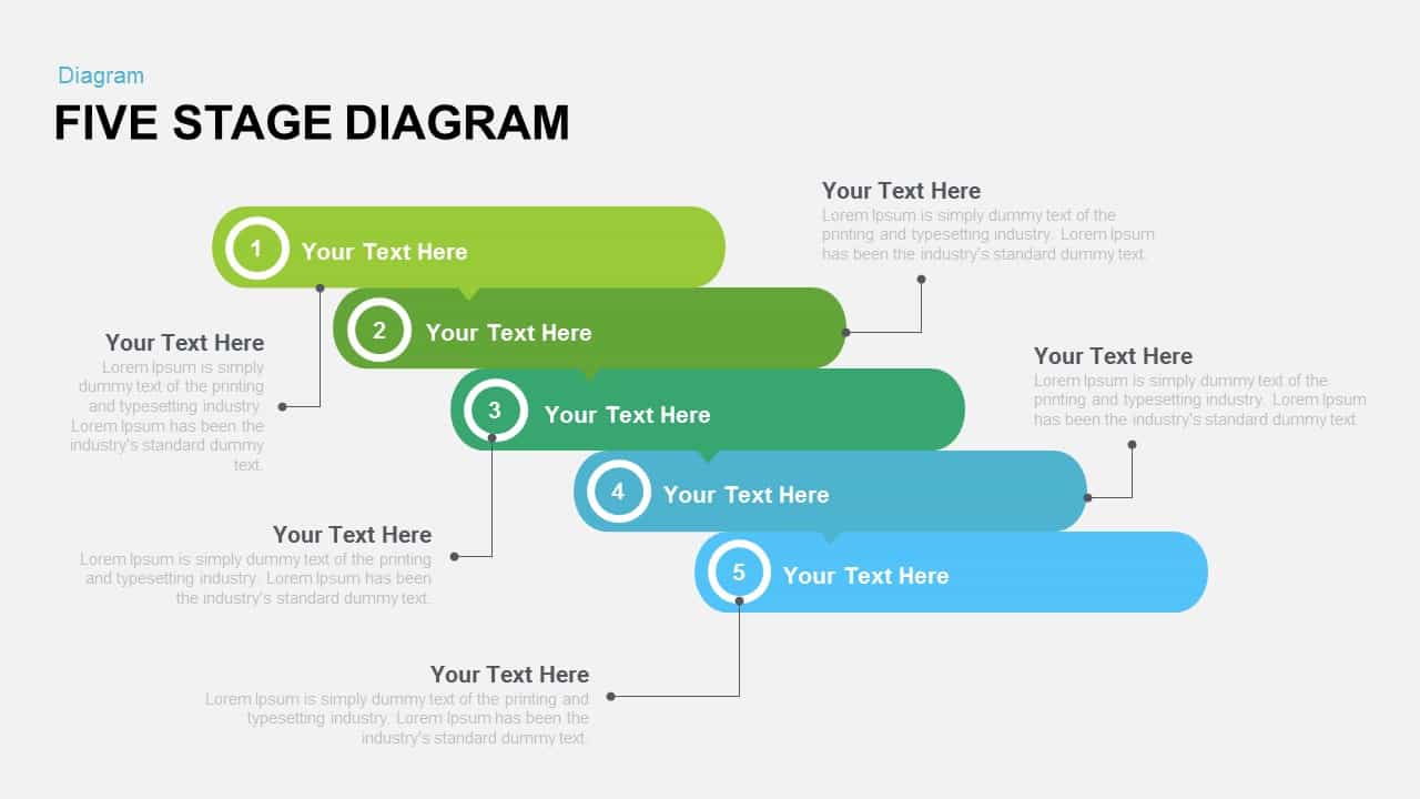 Five Stage Process Diagram Powerpoint Template And Ke 4084