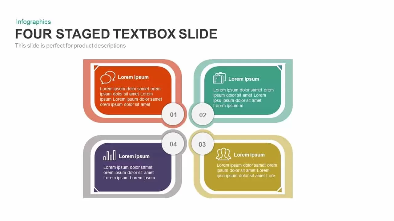 4 staged text box PowerPoint template and keynote