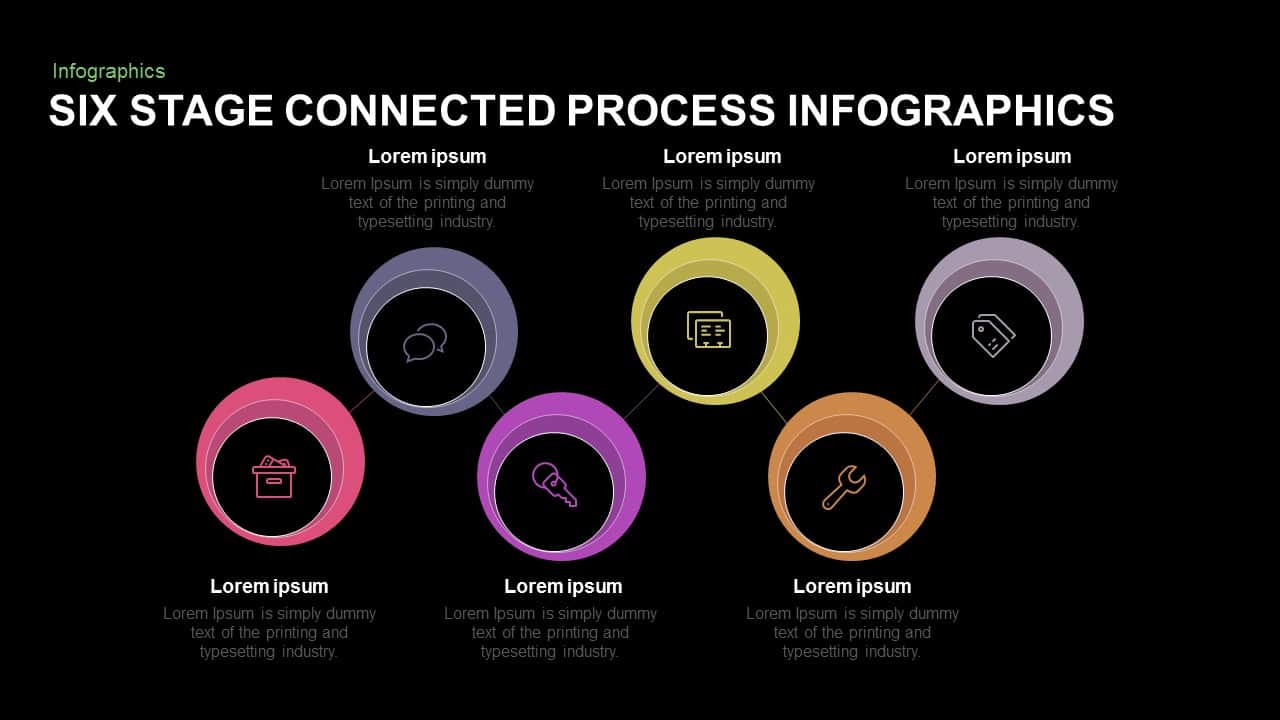 6 Stage Connected Process Infographic Template For Powerpoint 1891