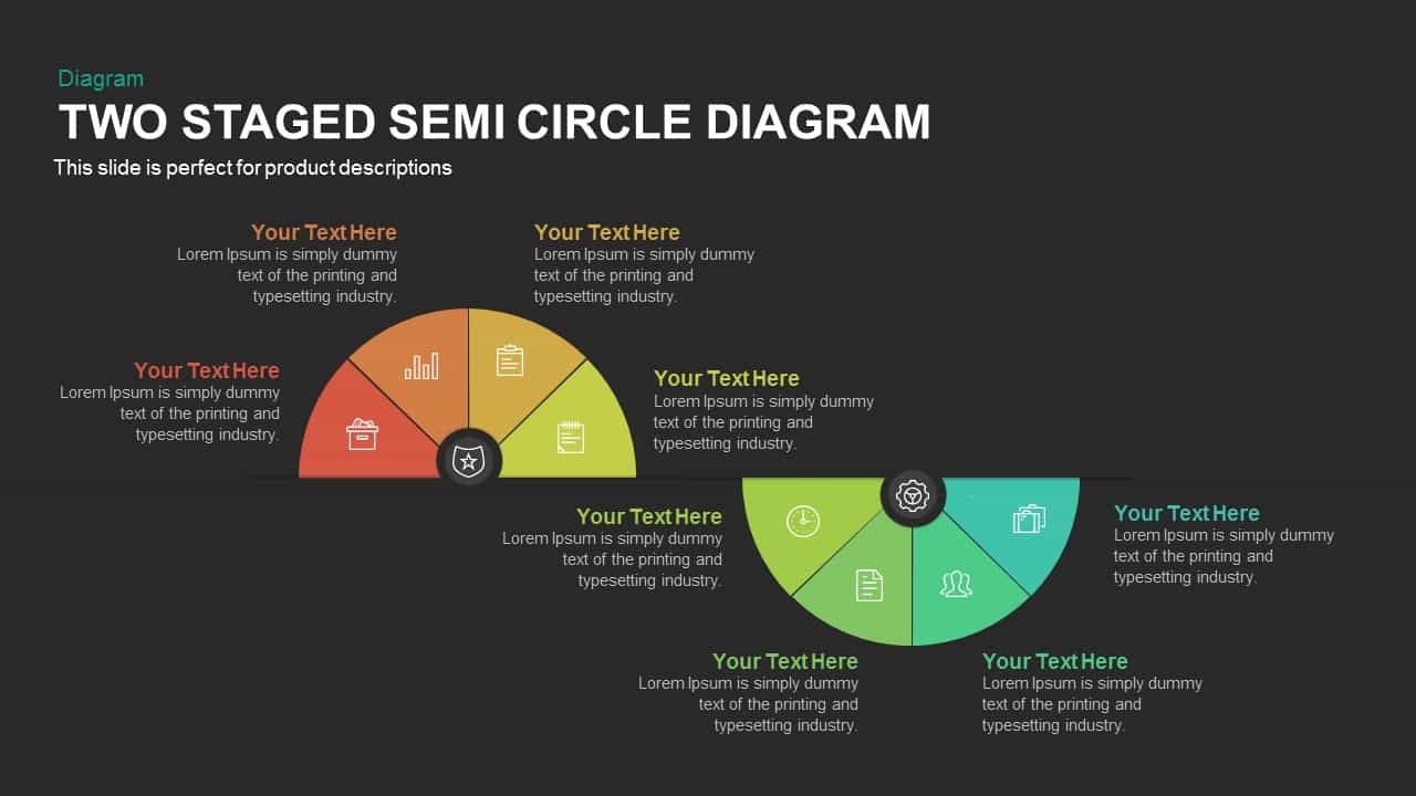 2 Stage Semi Circle Diagram for PowerPoint and Keynote