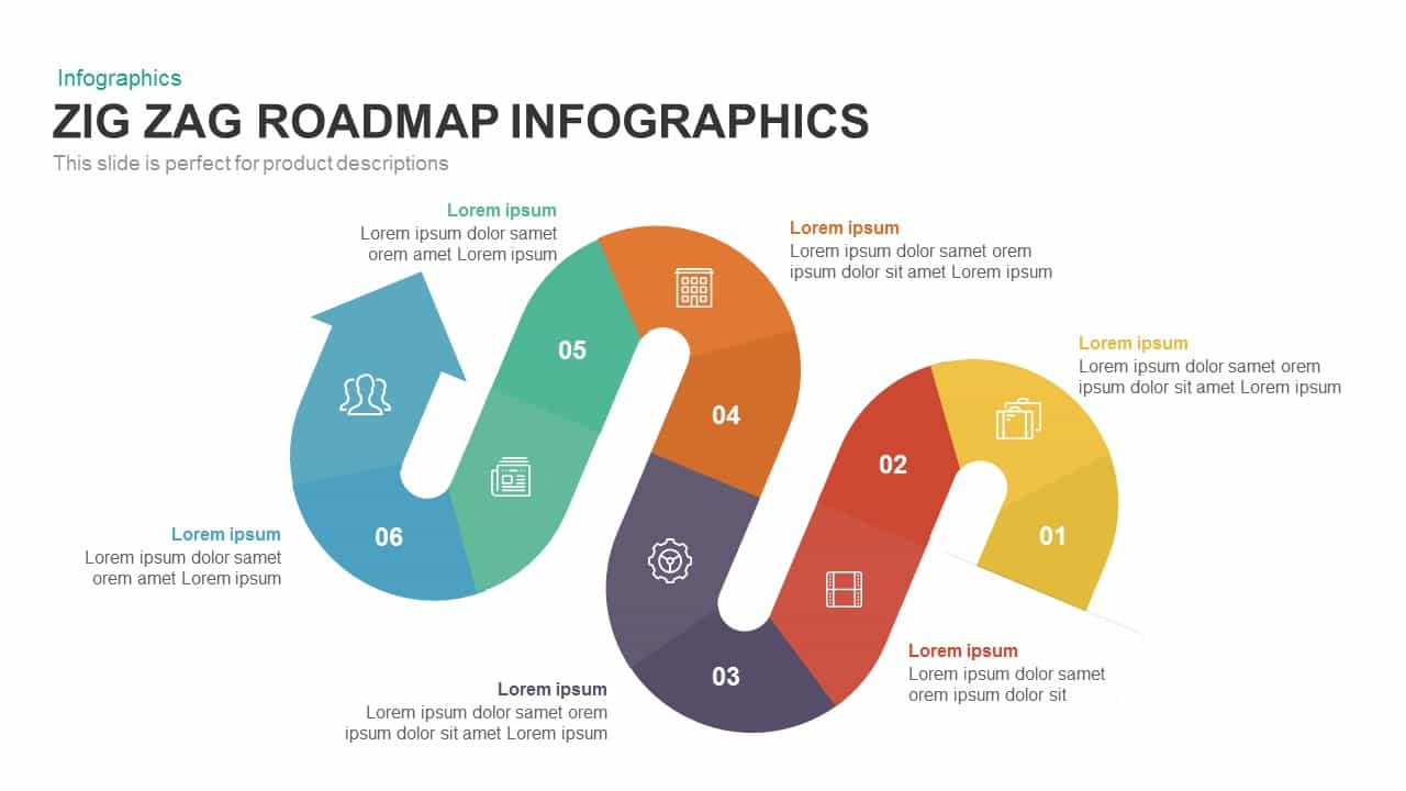 Zig Zag Roadmap PowerPoint Template and Keynote Slide