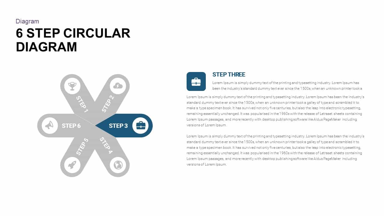 6 Step Circular Diagram Powerpoint and Keynote template