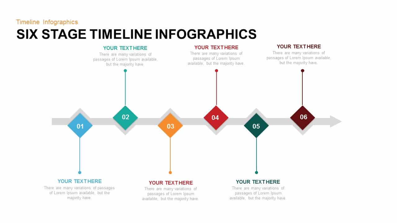6 Stage Timeline Infographic PowerPoint Template and Keynote Slide