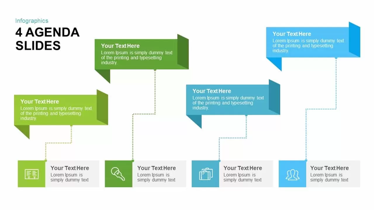 4 Agenda Slides Powerpoint and Keynote template