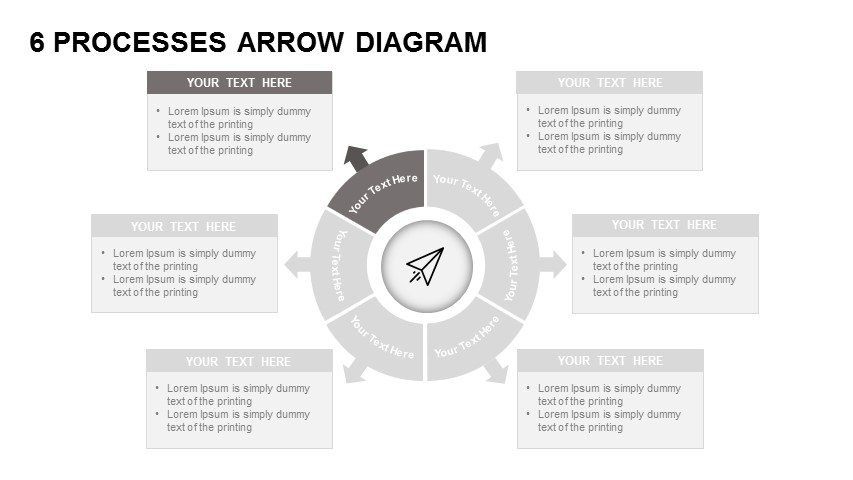 6 Processes Diagram Arrow Powerpoint Template And Keynote Slide 2244