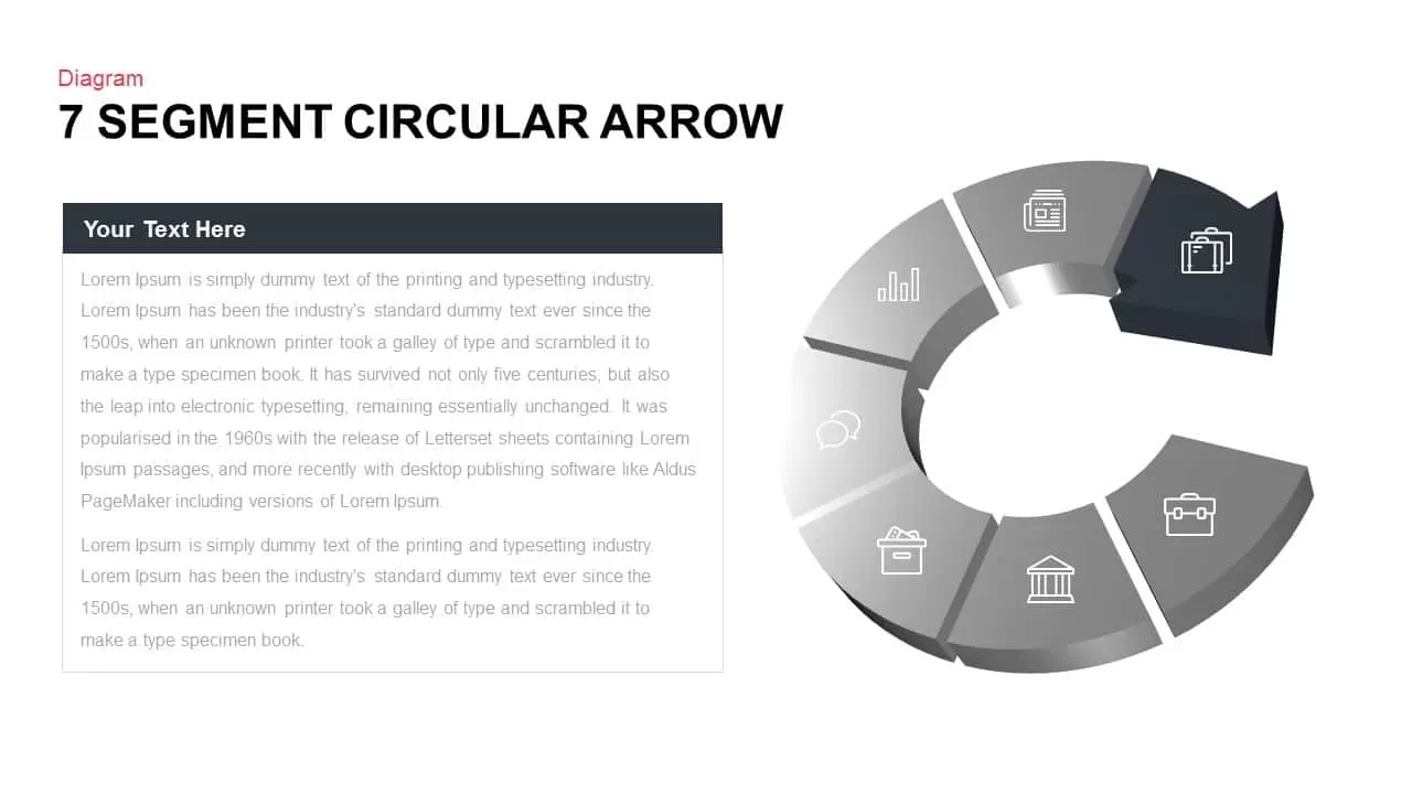 7 Segment Circular Arrow Powerpoint template