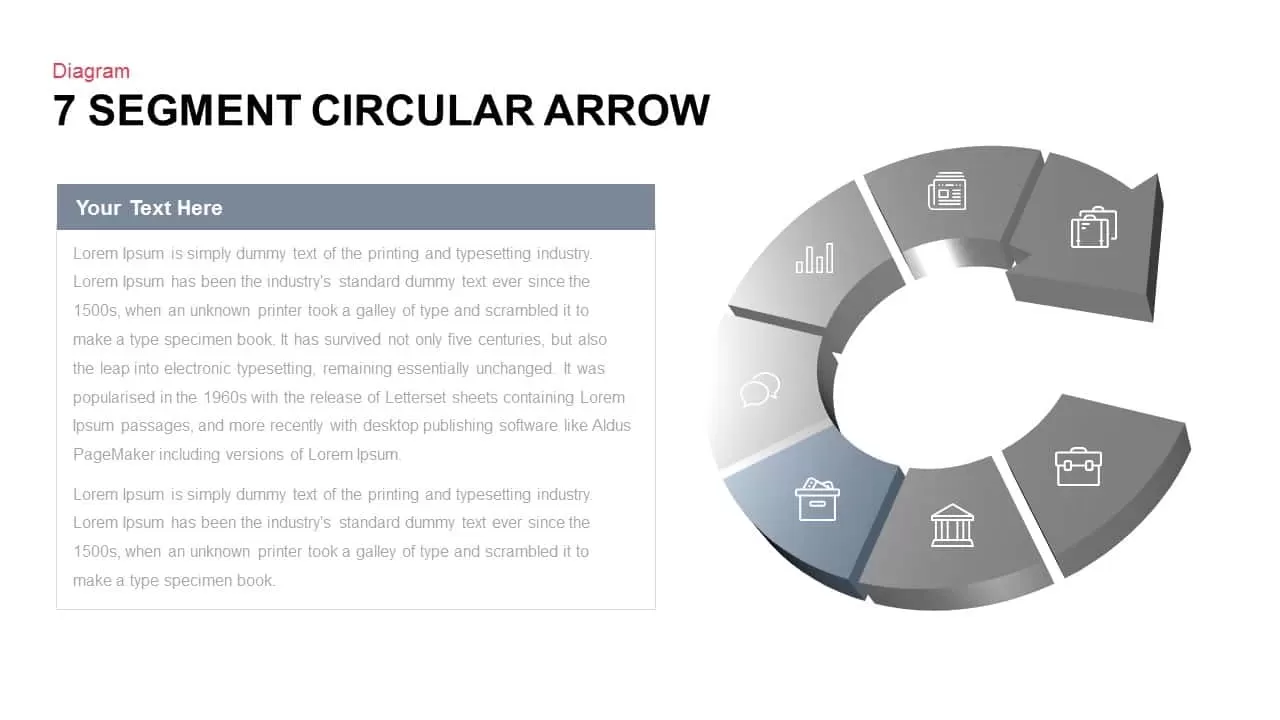 7 Segment Circular Arrow Powerpoint template