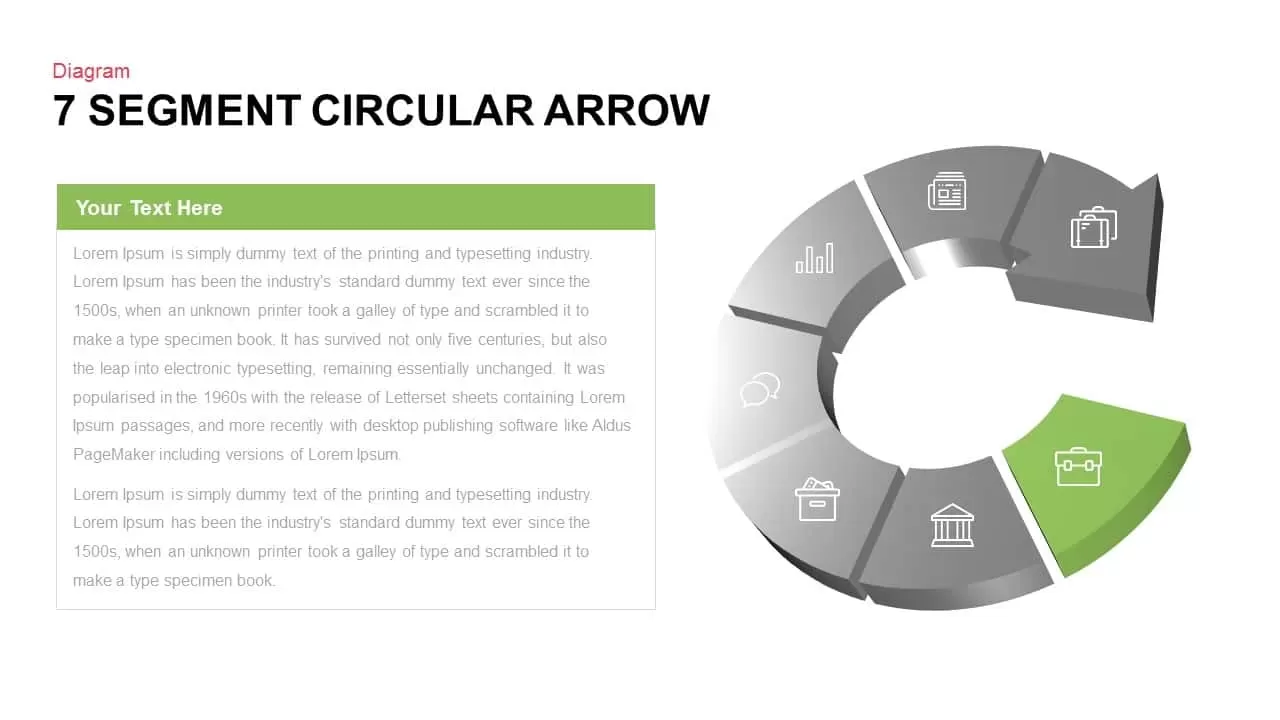 7 Segment Circular Arrow Powerpoint template