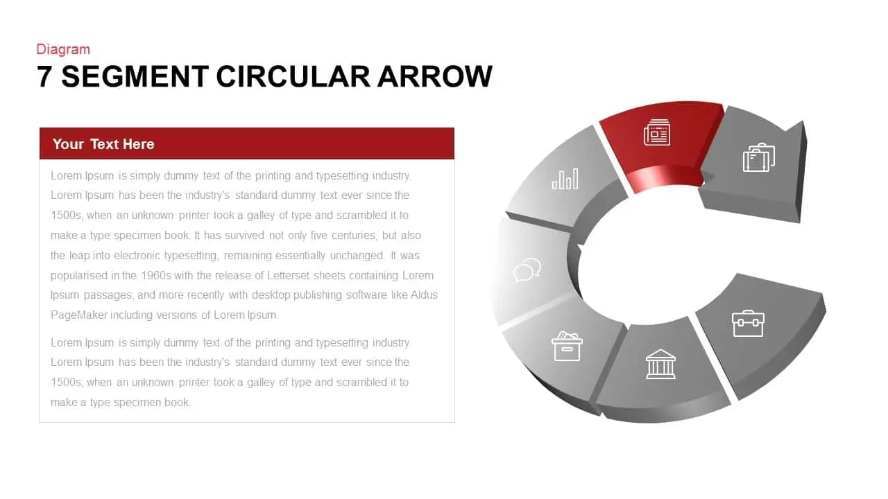 7 Segment Circular Arrow Powerpoint template