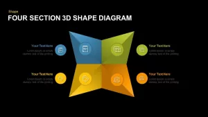 4 Section 3D Shape Diagram PowerPoint Template and Keynote