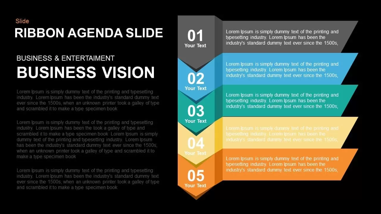 Ribbon Agenda Slide Powerpoint and Keynote template