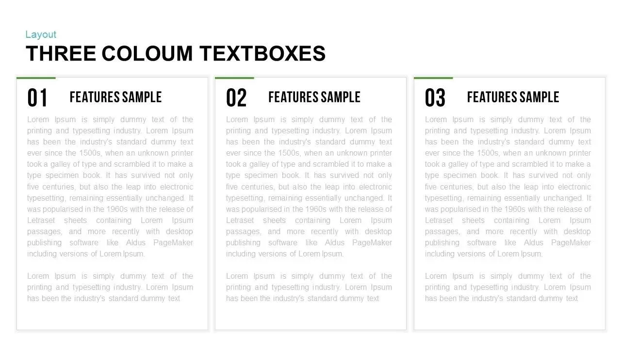 Textboxes Layouts Powerpoint and Keynote template