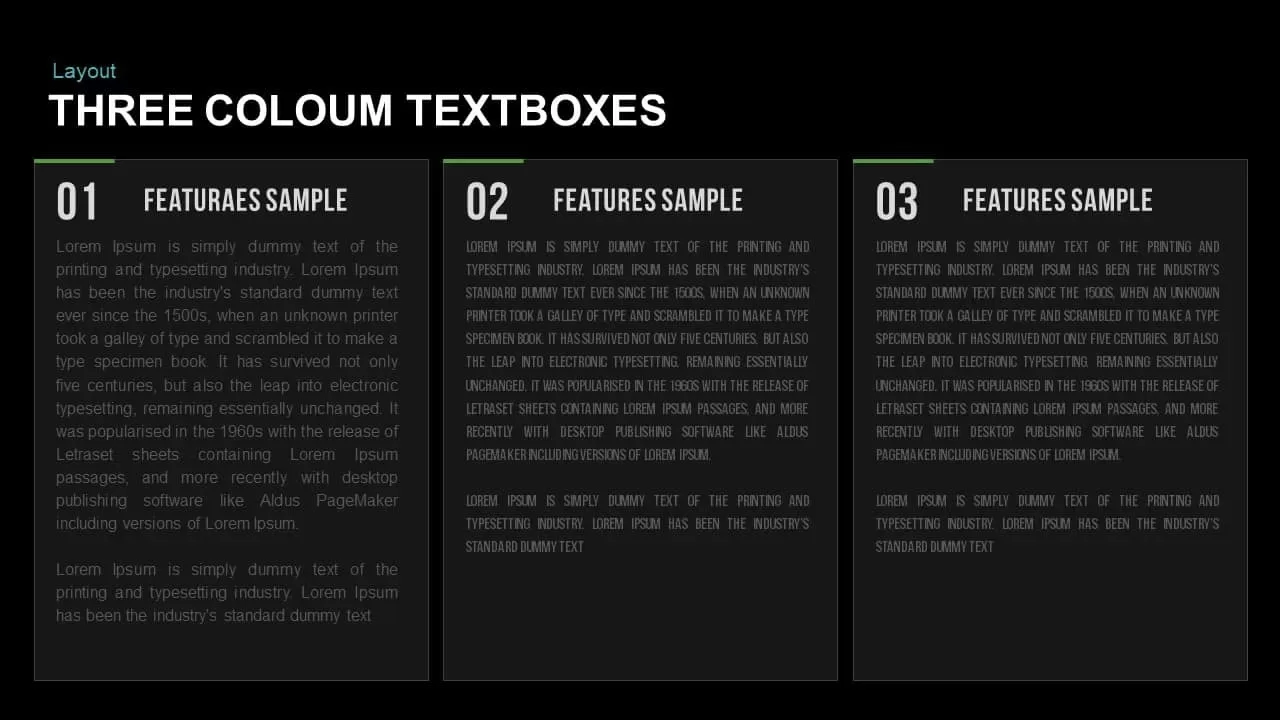 Textboxes Layouts Powerpoint and Keynote template